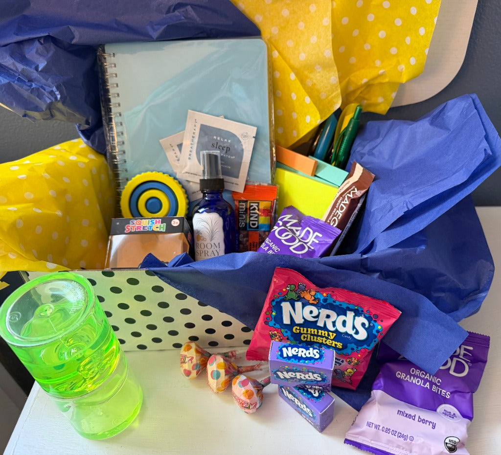 Regroup, Recover, Restart — full care package box